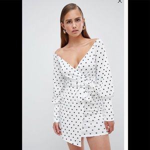 Pretty Little Thing- Polkadot Bardot Wrap Dress